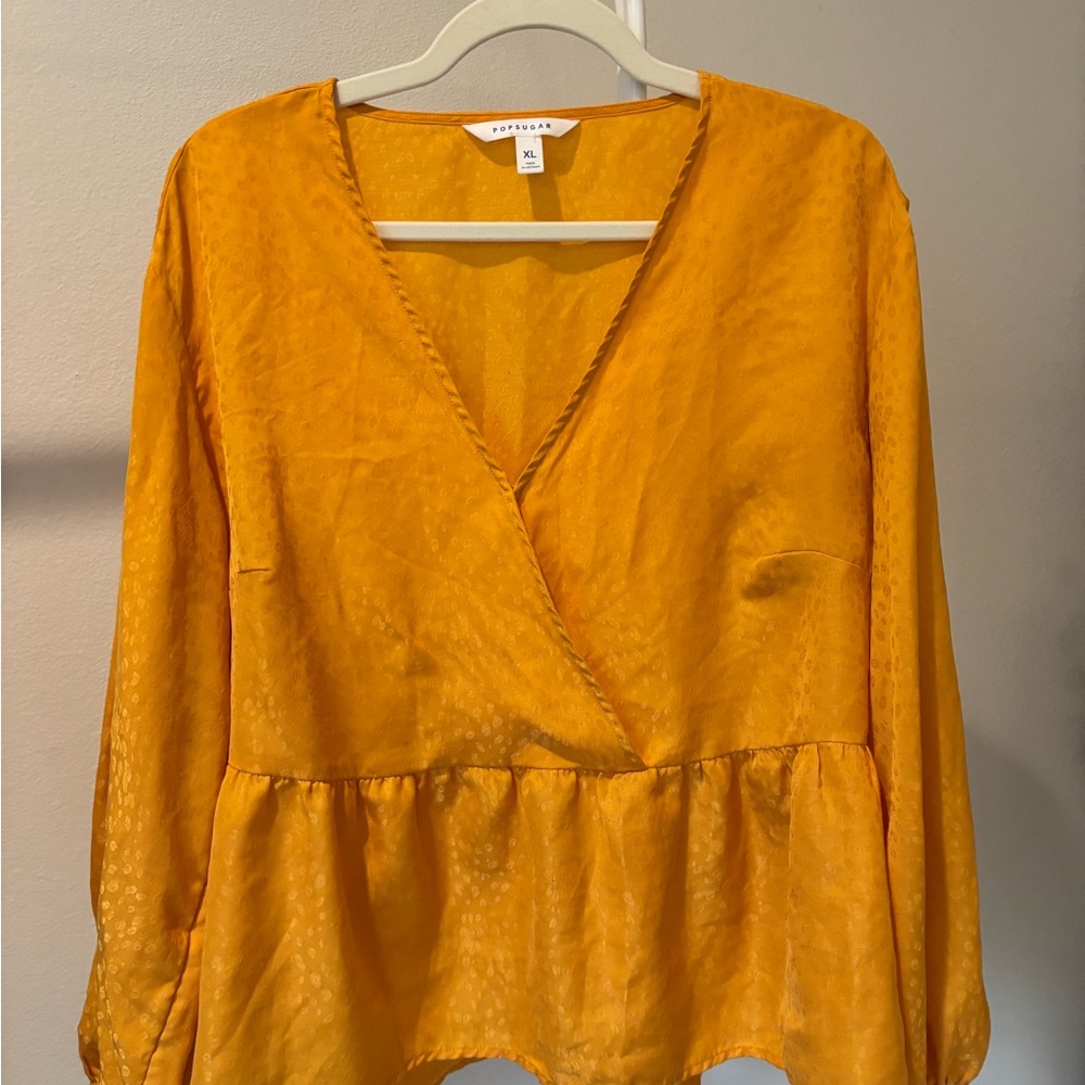 POPSUGAR Golden Yellow Wrap Blouse